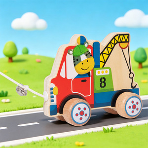 Juguete de arrastre de animales de madera Montessori, andador para bebés, coche de arrastre educativo temprano para niños pequeños, compañero de paseo para niños pequeños - Product Image 4