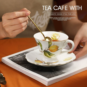 จานและหม้อแก้วกาแฟเซรามิกลายเลมอนแบบชาวยุโรป - Product Image 4