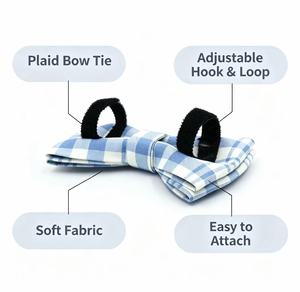 Strong <b>Light</b> Blue Plaid Polyester <b>Dog</b> Collar Leash Set Featuring Lovely Retro Design Sturdy Hook Buckle - Product Image 4