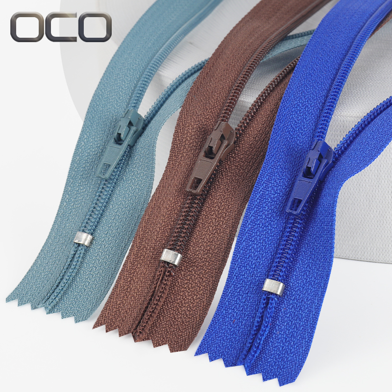 OCO 35 cores em estoque bobina zipper 8 polegadas nylon zipper 3 #5 #7 # Close End Zipper Para Calças de Vestuário