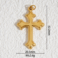 Accessoires de charmes croisés de luxe populaires pendentifs en acier inoxydable plaqué or PVD 18K pour la fabrication de bijoux faits à la main bricolage