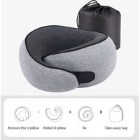 Oreiller de voyage de luxe en modal, protection 360° du cou, coussin en mousse à mémoire de forme pure pour voyages d'affaires, longs trajets, hôtel, train