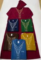 CCY Automne Afrique Nigeria Thobe brodé pour homme avec chapeau, Robe de fête à manches longues Kanzu Boubou Homme Premium Koshibo à capuche Baifa