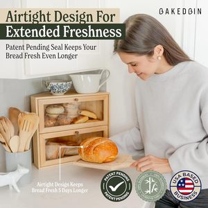 Wisdom Tree Corner Bread Box Wooden <b>Large</b> Capacity Storage <b>Bin</b> For <b>Kitchen</b> Bakery Use - Product Image 3