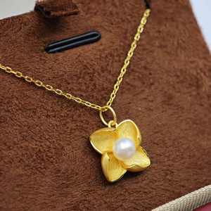 Collier pendentif minimaliste en argent 925 plaqué or UM Jewelry, perle d'eau douce naturelle, unisexe, mariage, fiançailles, fête - Product Image 6