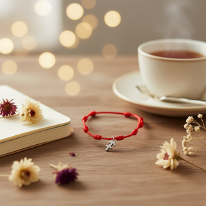 Tobillera Sagitario Siete Estrellas, Cordón Rojo Hecho a Mano, Joyería Zodiacal de Acero Inoxidable para Mujer - Product Image 3