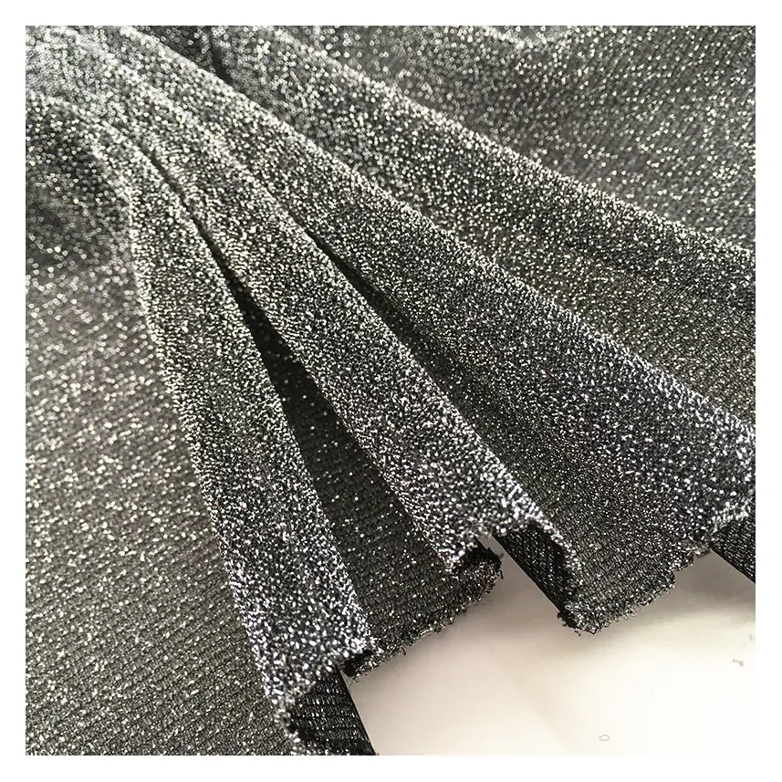 silver knitted fabric 100% polyester starriness glitter knitted fabric