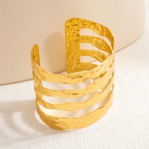 18K Gold and Stainless Steel Hollowed Out Bracelet with High-End Feel Trendy <b>Charm</b> Bracelets and Accessories - Product Image 3