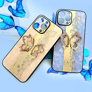 Lovebay — coque pour téléphone portable strass, fantaisie, avec support papillon 3D, de luxe, pour iPhone 13 Pro Max 11 12, nouvelle collection 2022
