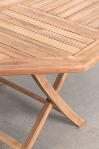 Table octogonale en bois de teck de style moderne, 4 chaises pliantes portables pour bar, hôtel, restaurant, banquet, événements. - Product Image 3