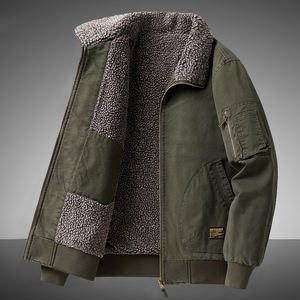 Manteau en coton chaud personnalisé avec logo, en laine d'agneau, pour l'hiver, avec un plus en cachemire, coupe ample, grande taille, veste matelassée en coton pour homme, style business. - Product Image 2