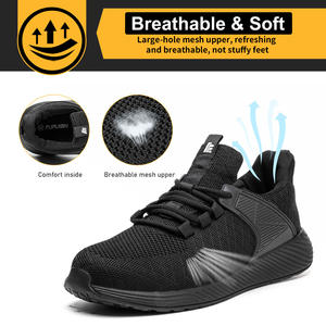 JIANKUN Chaussures de travail en acier anti-écrasement pour hommes, à la mode, avec coussin d'<span class=keywords><strong>air</strong></span>, semelle antidérapante, certifié CE pour l'été et l'hiver - Product Image 5