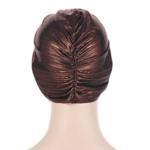 Turban moderne et tendance en tissu métallisé scintillant pour femmes, accessoires pour la tête à volants, <span class=keywords><strong>bonnet</strong></span> turban pour femmes, chapeau de chimiothérapie, chapeau pour <span class=keywords><strong>alopécie</strong></span> - Product Image 6