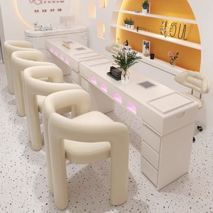 Meubles de salon de manucure professionnels modernes et luxueux, ensembles de table de manucure, bureau avec dessus en marbre, chaises de manucure confortables - Product Image 1