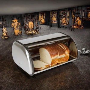 Boîte de rangement à pain en métal de style moderne de haute qualité avec couvercle, design classique pour la conservation de la fraîcheur, utilisation en cuisine - Product Image 2