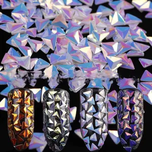 Paillettes triangolari a forma di 3D per unghie a 12 colori all'ingrosso Glitter lucidi di colore magico per la decorazione di paillettes per unghie