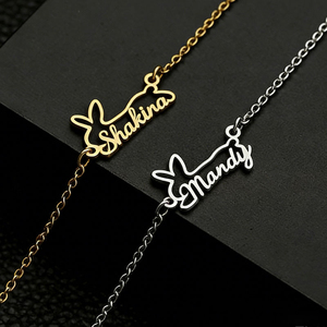 Nouveau Collier Personnalisé avec Pendentif Prénom en Acier Inoxydable Plaqué Or, Bijou Lettre Personnalisée, Design Animal Chien, Pendentif Mots Creux - Product Image 6