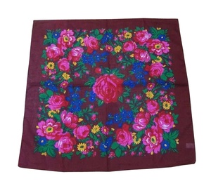 Alibaba <span class=keywords><strong>Woge</strong></span> Factory 12 Farben erhältlich Einzigartiger Schall dämpfer Headwrap Lady Print Blumen baumwolle Gefühl Acryl quadratischer Blumen schal - Product Image 4