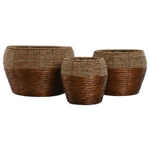 Set di 3 fioriere in metallo fibra 32x32x23 naturale - Product Image 2