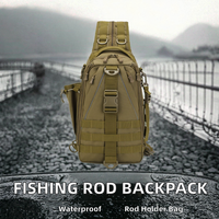 Sac à dos tactique de pêche camouflage avec porte-canne, léger, imperméable, en nylon et polyester, doublure en résine, fermeture éclair en maille, 21L, pour l'extérieur