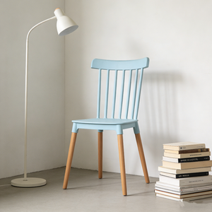 <span class=keywords><strong>Chaise</strong></span> de salle à manger <span class=keywords><strong>scandinave</strong></span> colorée à dossier à lattes avec pieds en bois de hêtre, design moderne et minimaliste pour la maison, le café et le restaurant - Product Image 1