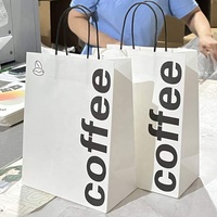 Benutzer definierte gedruckte Logo-Karton verpackung Weiß Braun Kraft Geschenk Craft Shopping Papiertüte mit Griffen