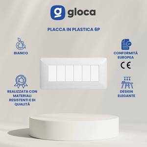 Interrupteur mural Gloca 6 gangues en plastique blanc, lot de 2, durable, pour usage intérieur - Product Image 3