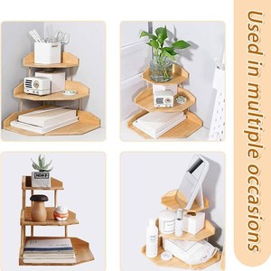 3 Tier Bamboo Spice <b>Rack</b> Corner Stand Wooden Storage Organizer for <b>Kitchen</b> Bathroom Countertop Minimalist Design - Product Image 3