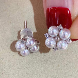 Accessoires de perles en argent S925 pour boucles d'oreilles avec perles de 5-6 mm 21447 Support creux pour plusieurs perles pour femmes élégantes - Product Image 2