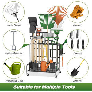 <b>Garden</b> tool organizer, holds 39 tools, patio tool organizer with 12 <b>hooks</b> and broom holder. - Product Image 3
