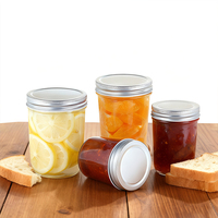 Bocaux en verre à large ouverture pour aliments, caviar, cornichons, jus, crème glacée avec couvercle – 50ml, 100ml, 200ml, 250ml, 350ml, 400ml, 500ml