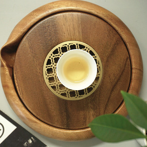Black Walnut <b>Tea</b> <b>Tray</b> Round Detachable Design Single Person Teapot Holder Office Chinese Style Storage <b>Tray</b> - Product Image 3