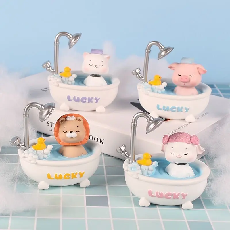한국 만화 액션 자동차 가구 그림, 장식 귀여운 Kawaii 동물 고양이 개 돼지 사자 욕조 그림 장난감 입상