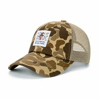 Casquette Trucker Rétro Camouflage Américain en Twill à Visière Courbe, Confortable et Tendance, Idéale pour un Style Décontracté