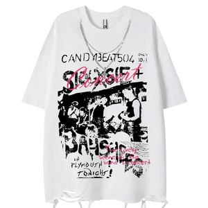 Kaos Pria Wasteland Style Heavyweight 100% Katun Gothic Dark Streetwear Cetak Huruf Oversized Unisex <span class=keywords><strong>Vintage</strong></span> Graphic Tee - Product Image 6