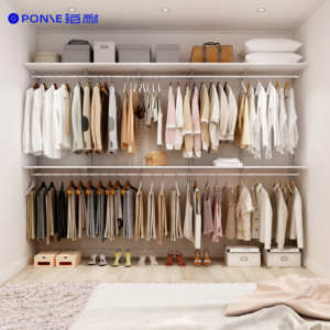 Шкаф-гардероб из ДСП в европейском стиле для хранения одежды, с вешалками и полками, портативный, для спальни и гостиной - Product Image 1