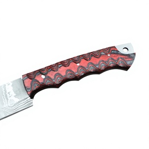 Couteau utilitaire de camping en acier carbone fait main, manche en bois marbré rouge, bord lisse, léger, pour le camping et la randonnée en plein air - Product Image 4