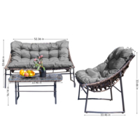 Vente en gros de la balance de jardin pour patio extérieur ensemble de table et chaises en rotin 4 pièces avec coussins