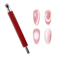 Outil magnétique 3-en-1 en cuir à double tête pour ongles, stylo aimanté pour effet œil de chat, pour vernis gel, salon et DIY