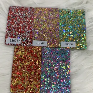 Custom Mix Color Grandview High Quality Rainbow Chunky Polyester Glitter Faux Letter Acrylic Embossed Sheets