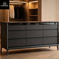 Commode moderne gris foncé à 9 tiroirs, meuble de rangement en bois, buffet de luxe pour chambre à coucher, mobilier de maison OEM ODM