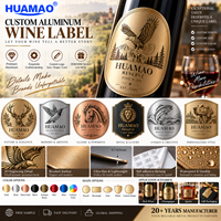 Étiquettes personnalisées en aluminium gaufré pour vin et whisky, autocollants adhésifs durables et imperméables pour bouteilles