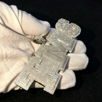 Colgante de Letra de Moissanita de Color GRA D de Plata de Ley 925 de 2 Pulgadas para Collar de Hombre, Joyería Hip Hop para Fiesta, Pasa Prueba de Diamante