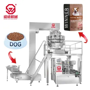 Shengwei Machinery high accuracy automatic weighing pet dog cat food filling sealing premade bag packaging machine