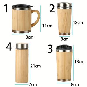 Gobelet isotherme en acier inoxydable, tasse de voyage en bambou, double paroi, anti-fuite, pour le bureau, cadeau - Product Image 4
