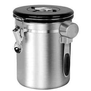Boîte à café hermétique en acier inoxydable avec CO2 intégré et Scoop et pistolet à roue de suivi de date couleur métal - Product Image 4