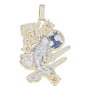 Colgante de Plata 925 con Letra de Moda, Moissanita, Astronauta y Tierra, con Zirconia, Estilo Hip Hop, de Aleación, para Collar - Product Image 1
