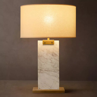 Lampe de table rectangulaire en marbre avec abat-jour en lin pour chambre principale, chevet, hôtel de luxe, villa, projet de manoir, qualité contractuelle ETL