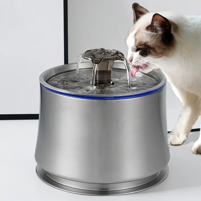 Dispenser Air Mancur Kucing Peliharaan Otomatis, Pemberi Makan Minum Stainless Steel Stainless Steel 304 Volume 84 Oz