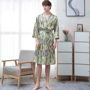 Peignoir en soie à manches longues pour <span class=keywords><strong>homme</strong></span>, décontracté, respirant, séchage rapide, léger, imprimé numériquement, <span class=keywords><strong>grande</strong></span> <span class=keywords><strong>taille</strong></span>, printemps-été - Product Image 2